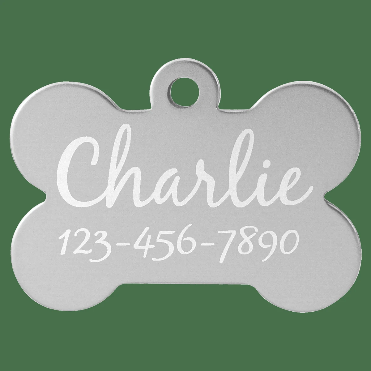 1 1/2" x 1" Silver Anodized Aluminum Bone Pet Tag 1