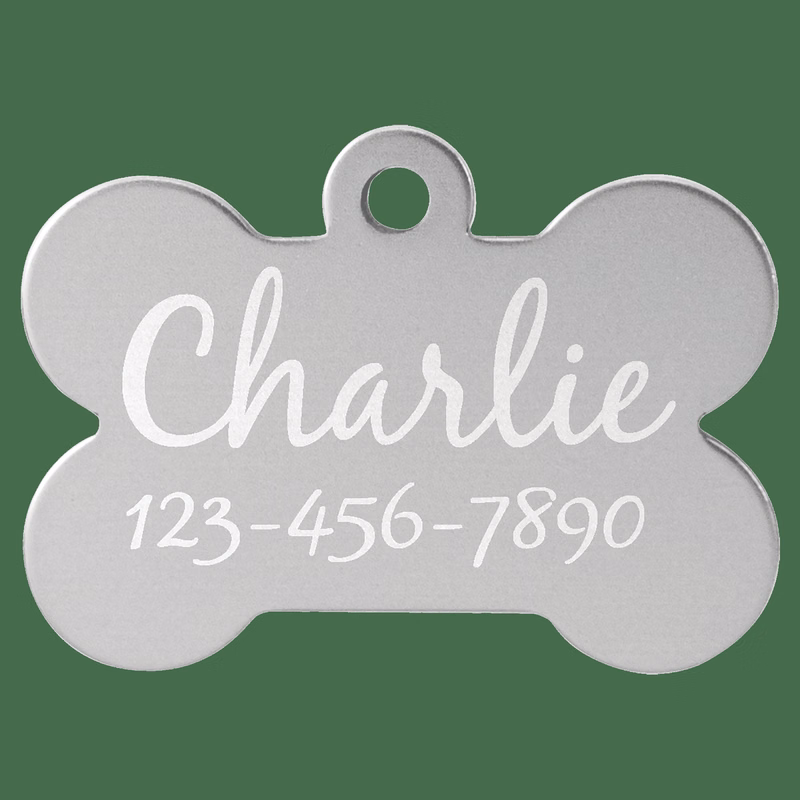 1 1/2" x 1" Silver Anodized Aluminum Bone Pet Tag