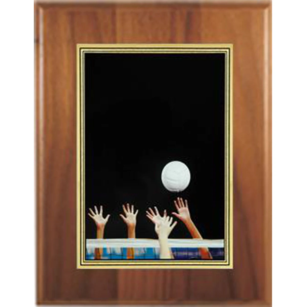 5" x 7" Cherry Finish Plaque with a Volleyball Hi-Definition Plate 1