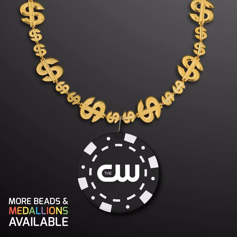 Gold Money Beads with Black Poker Chip Medallion (NO-Light)