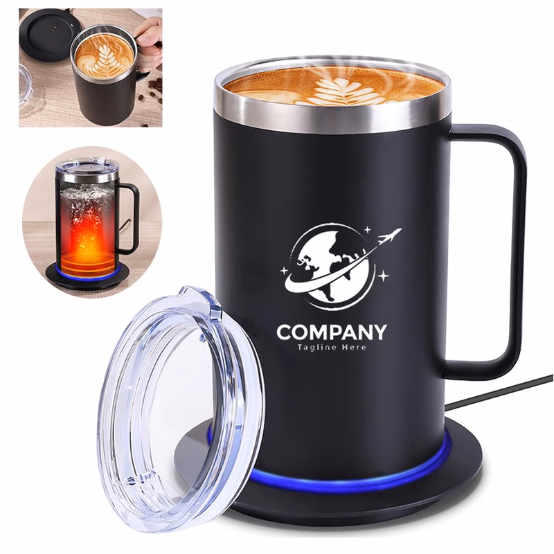 17oz Stainless Steel Smart Heated Coffee Mug Warmer Set