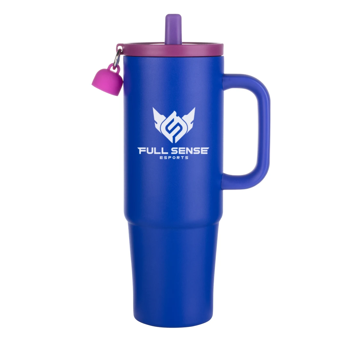 Kentia SS Travel Mug w/Silicone Straw & Charm Holder - 30oz 1