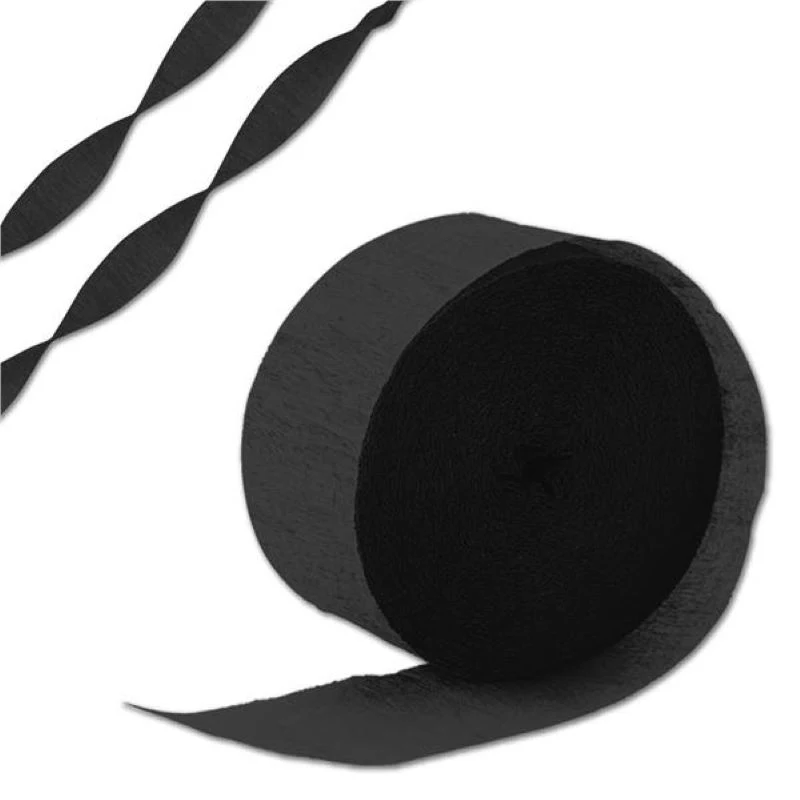 81' Roll Black Crepe Paper Streamer 1