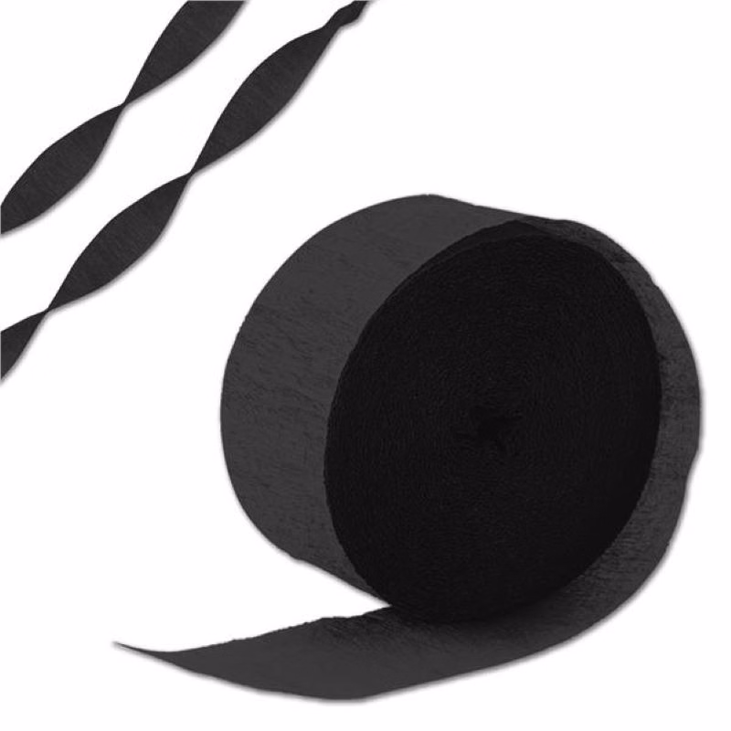81' Roll Black Crepe Paper Streamer