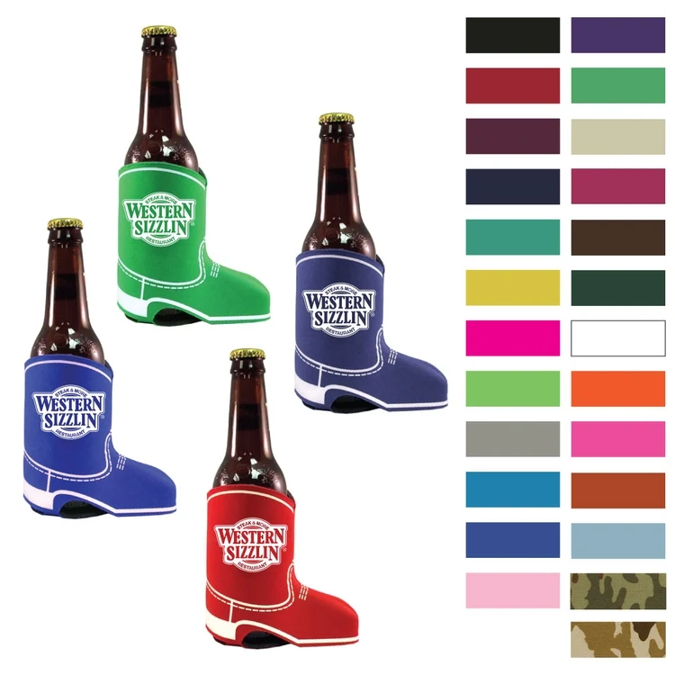 Cowboy Boot Shape Premium Foam Can Cooler-Screen Printed, custom koozie with logo imprint 1