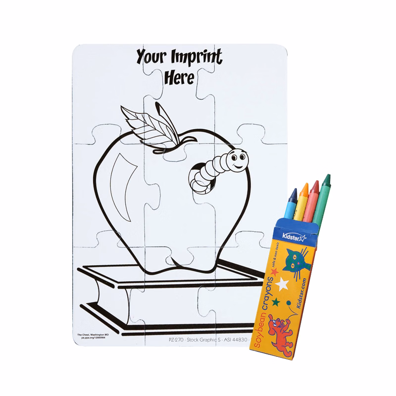 9 Pieces - 5" x 7" Coloring Puzzle - Bookworm
