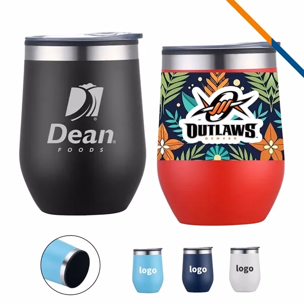 Custom 12 oz Stainless Steel Wine Tumbler — Spill Resistant Hospitality & Event Giveaway