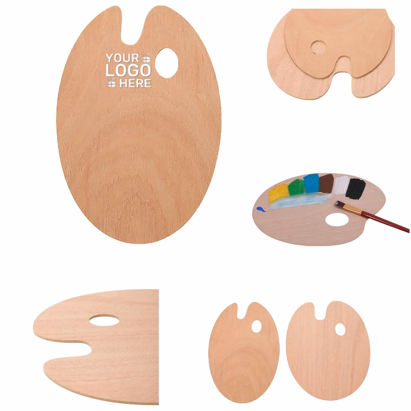 Wooden Oval-Shaped Artist Painting Palette