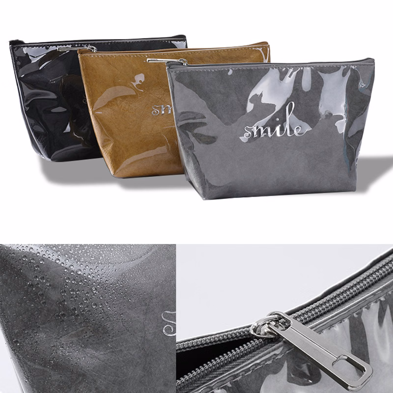 Washable TPU DuPont Paper Bag Makeup Zipper Pouch