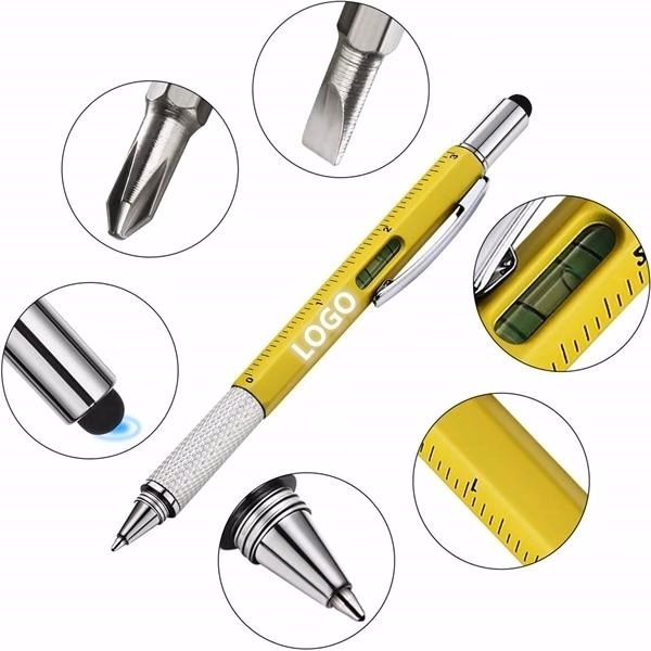 6-In-1 Multifunction Tool Ballpoint Pen Ruler, Spirit Level