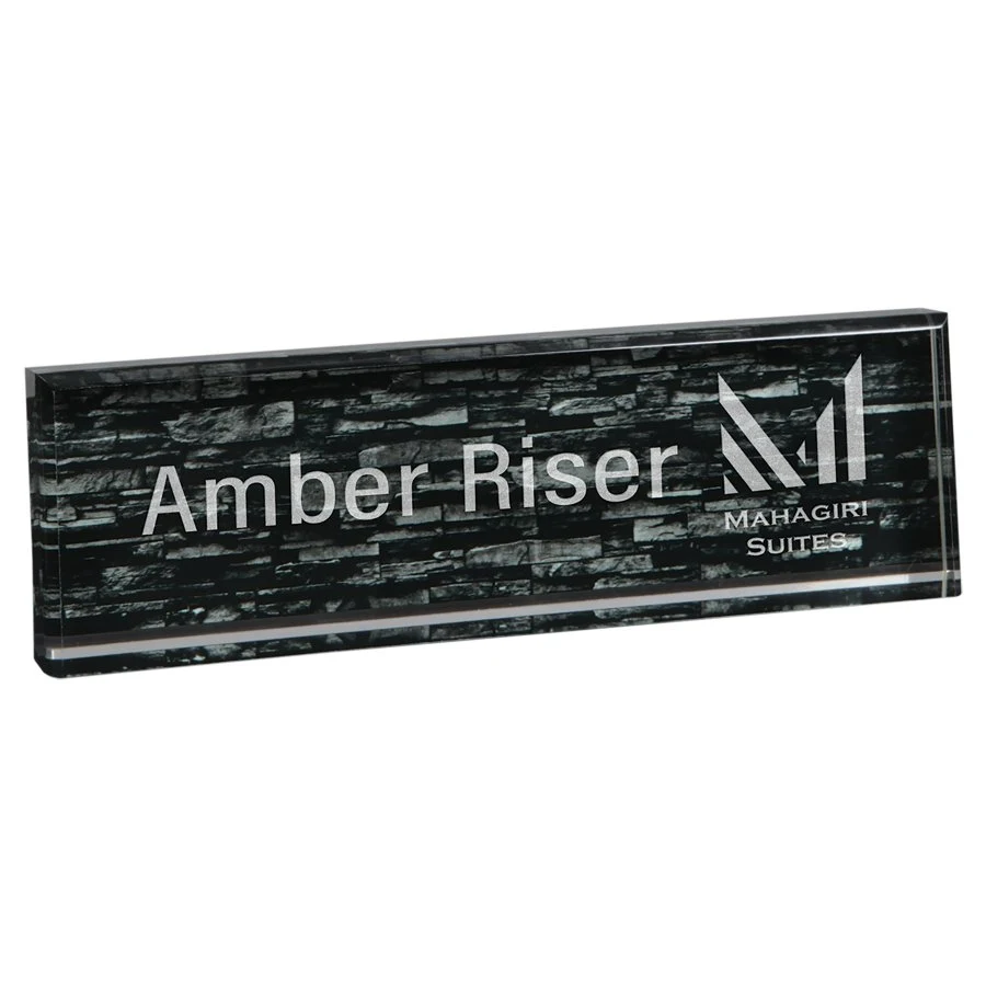 9.5" x 2.75" Grey Brick Acrylic Name Bar 1