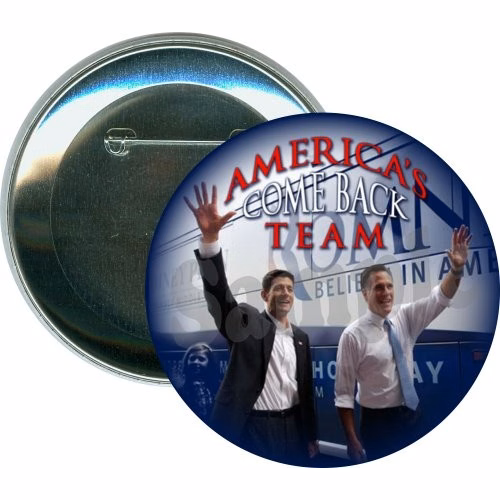 Romney, Ryan, America's Comeback Team, Political Button
