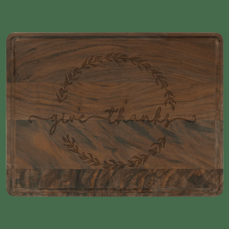 11 1/2" x 8 3/4" Multi Brown Walnut Cutting Board with Drip Ring