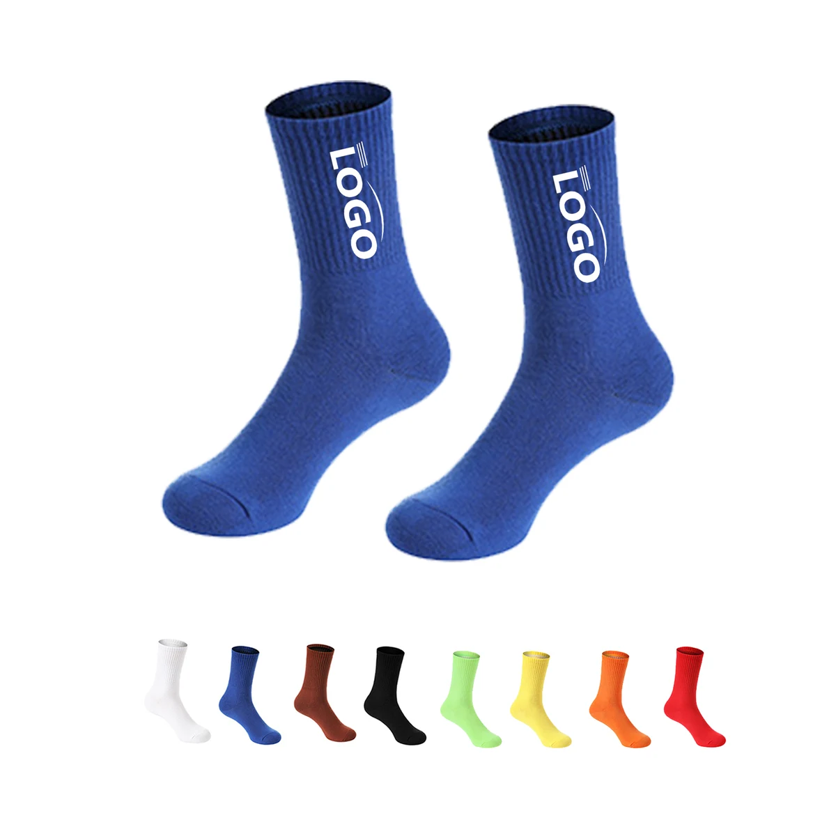 Solid-color Jacquard Knitted Cotton Socks 1