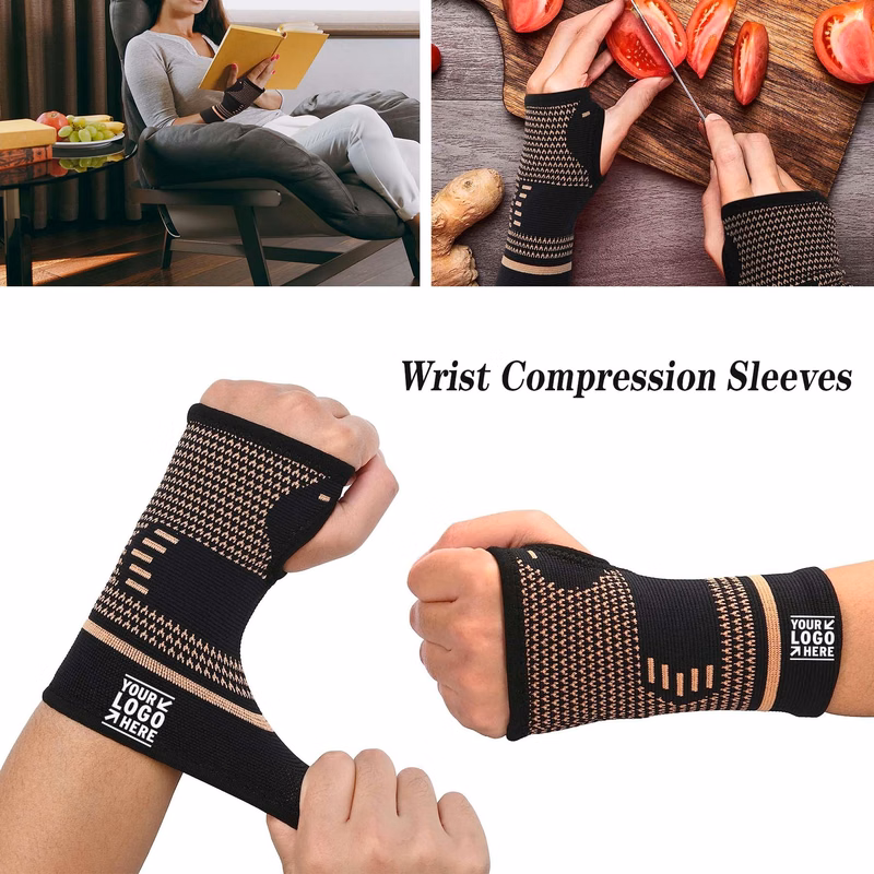 1 Pair Women and Men Copper Wrist Compression Sleeves