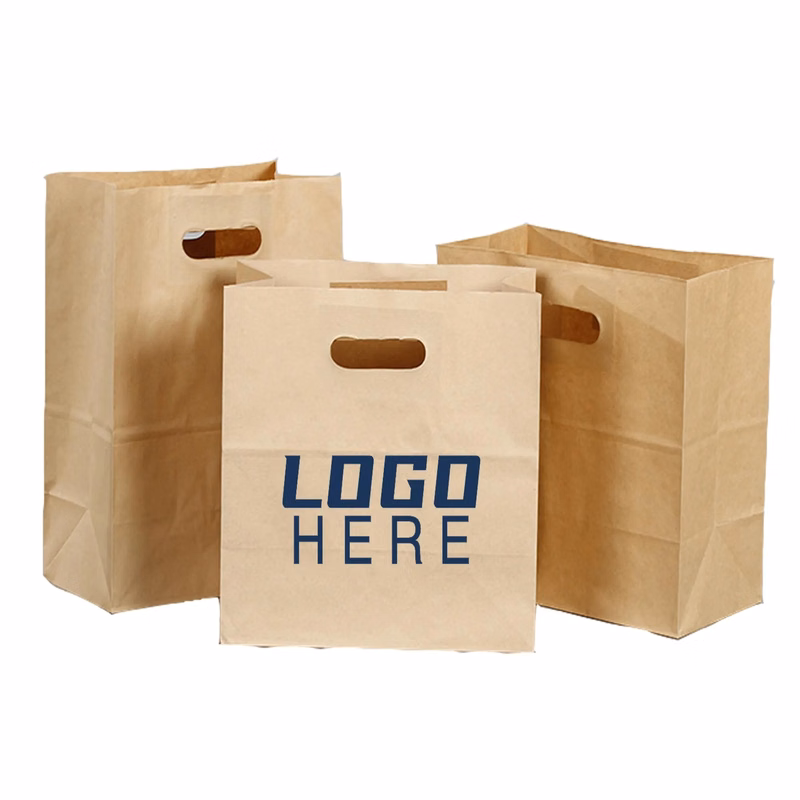 Custom Full Color Kraft Paper Brown Shopping Bag MOQ50pcs