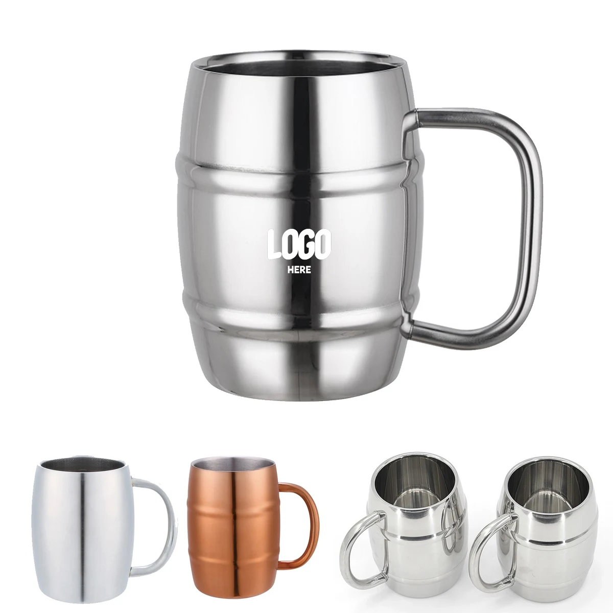 Barrel Design Double Wall Steel Beer Desk Mug 1