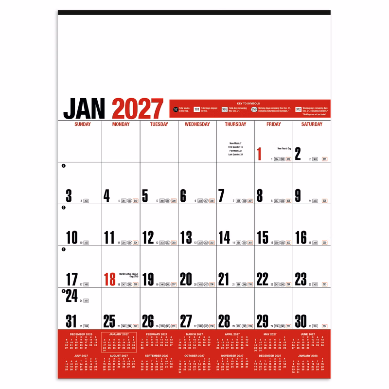 HotLine® Products Yearly Record® Red Calendar