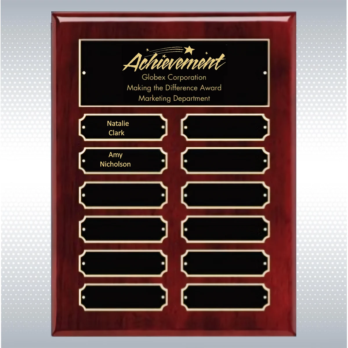 Perpetual Piano Finish Rosewood Plaque w/ 12 Plates 1