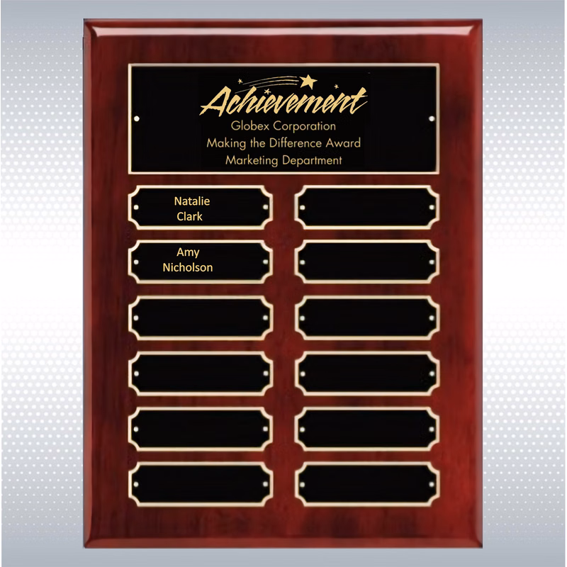 Perpetual Piano Finish Rosewood Plaque w/ 12 Plates