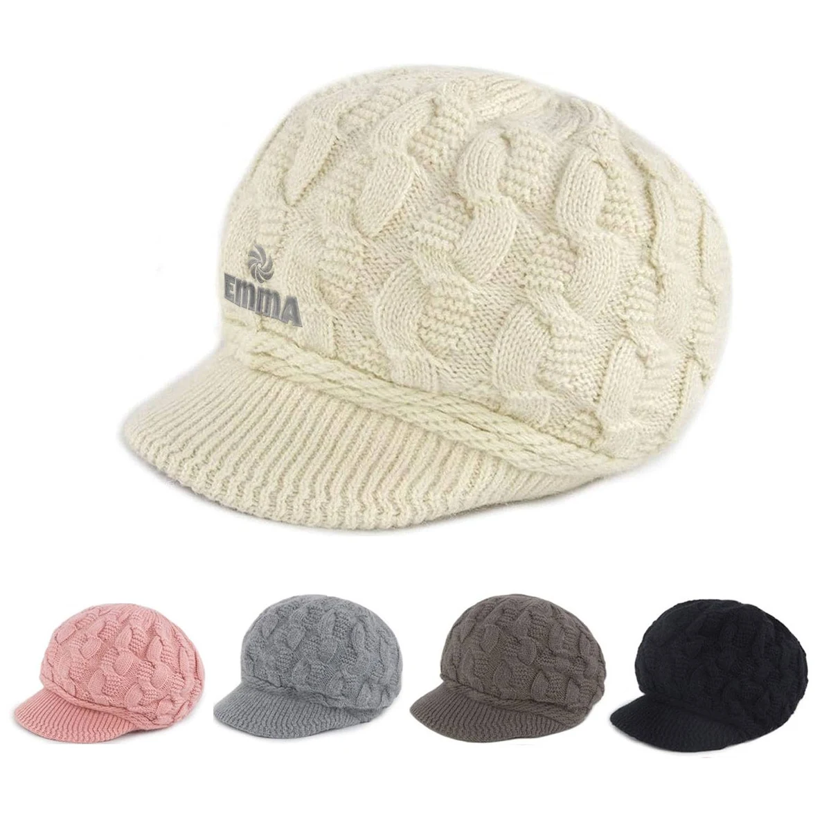 Women's Winter Warm Loose Knit Hat - With Brim" 1