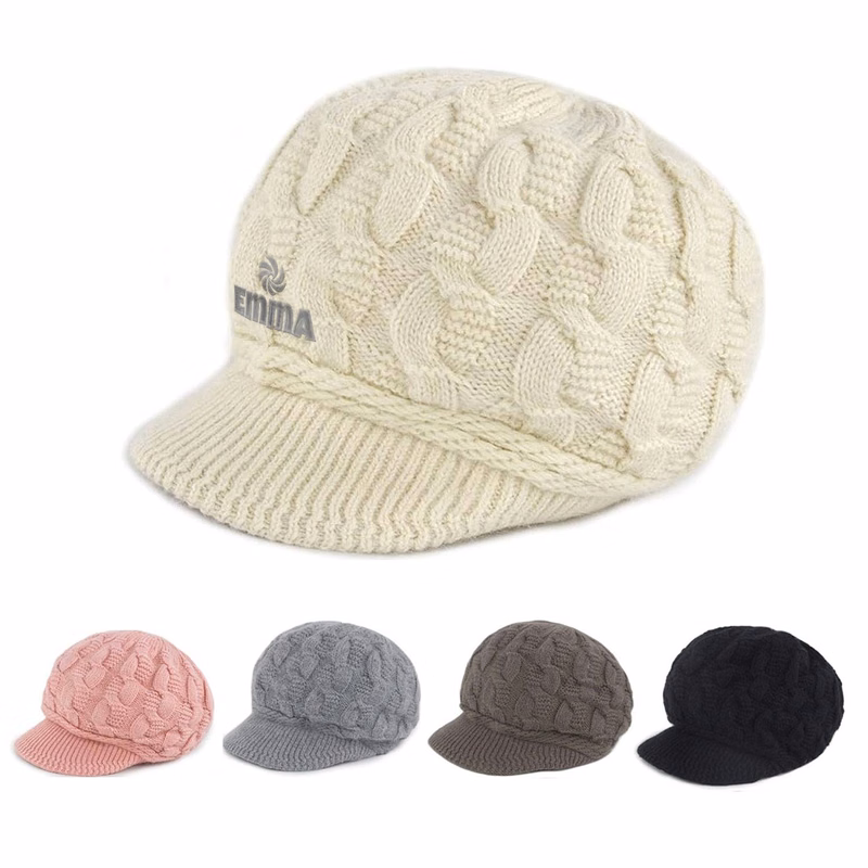Women's Winter Warm Loose Knit Hat - With Brim"