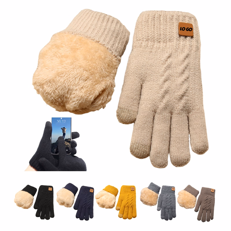 PlushLined Touchscreen Knit Gloves