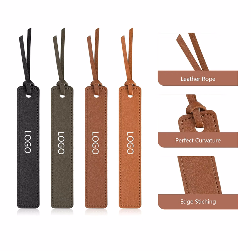 PU Leather Bookmark Classic Stitched Page Markers