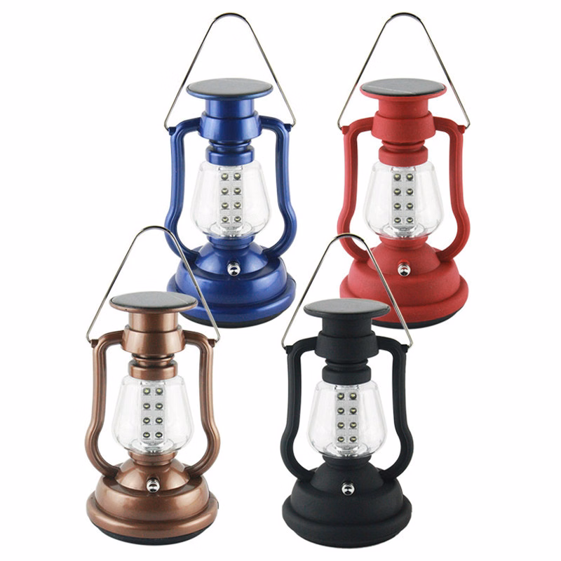 Retro Hanging Led Solar Powered Lantern For Camping
