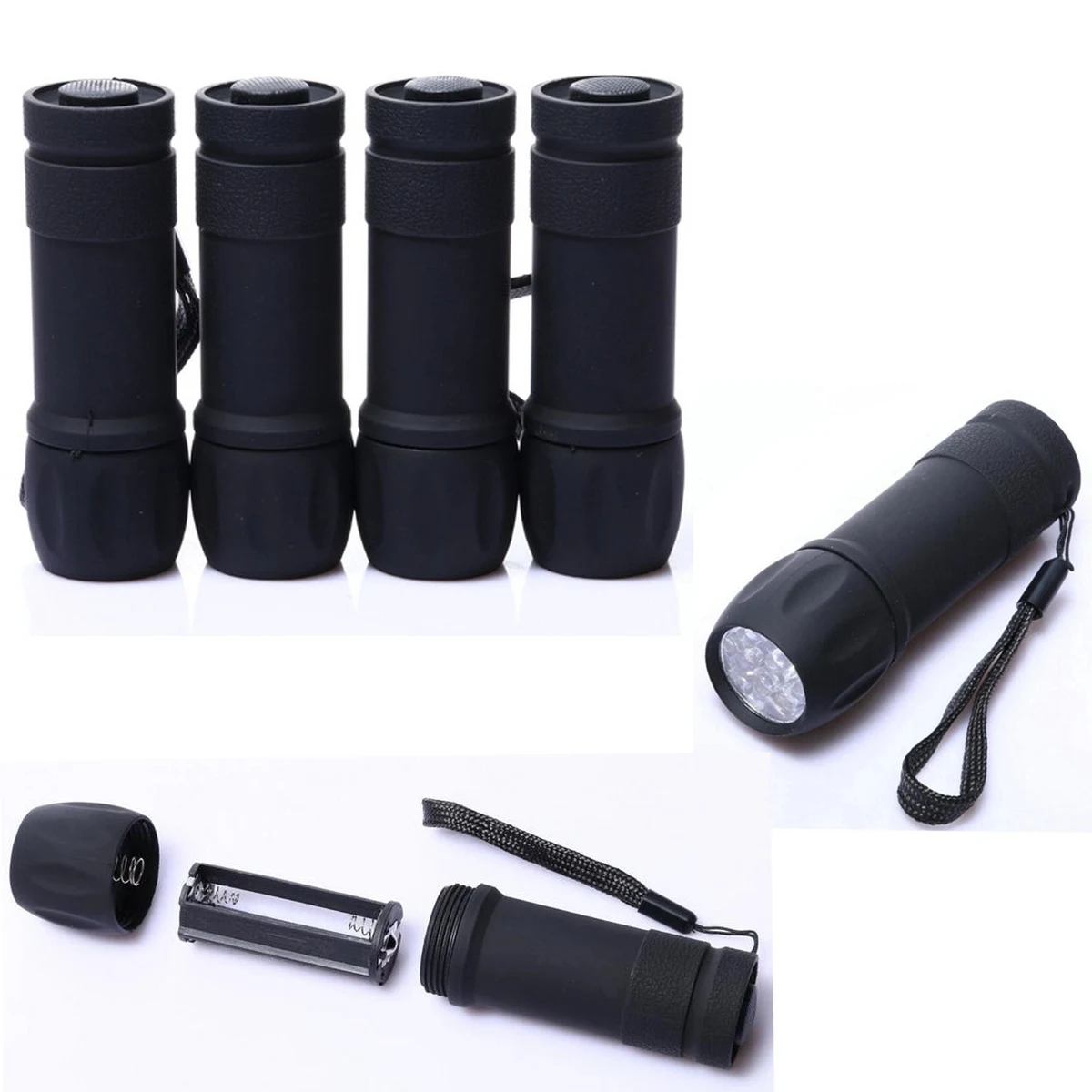 Mini Black Handheld Led Flashlight With Strap 1