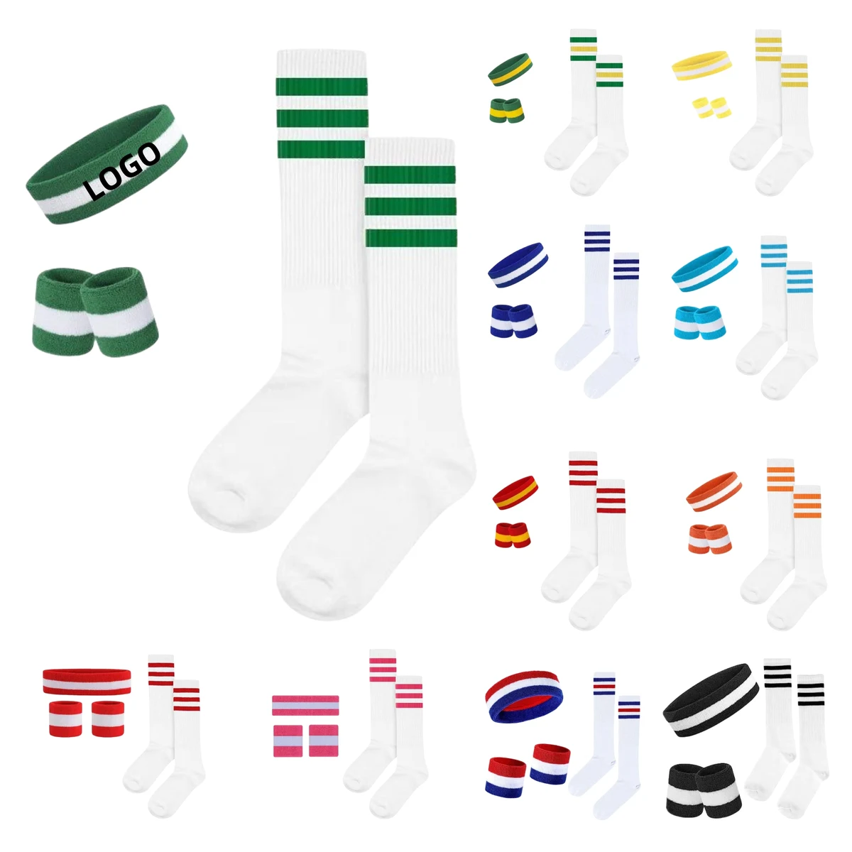 Striped Sweatband Socks Set 1