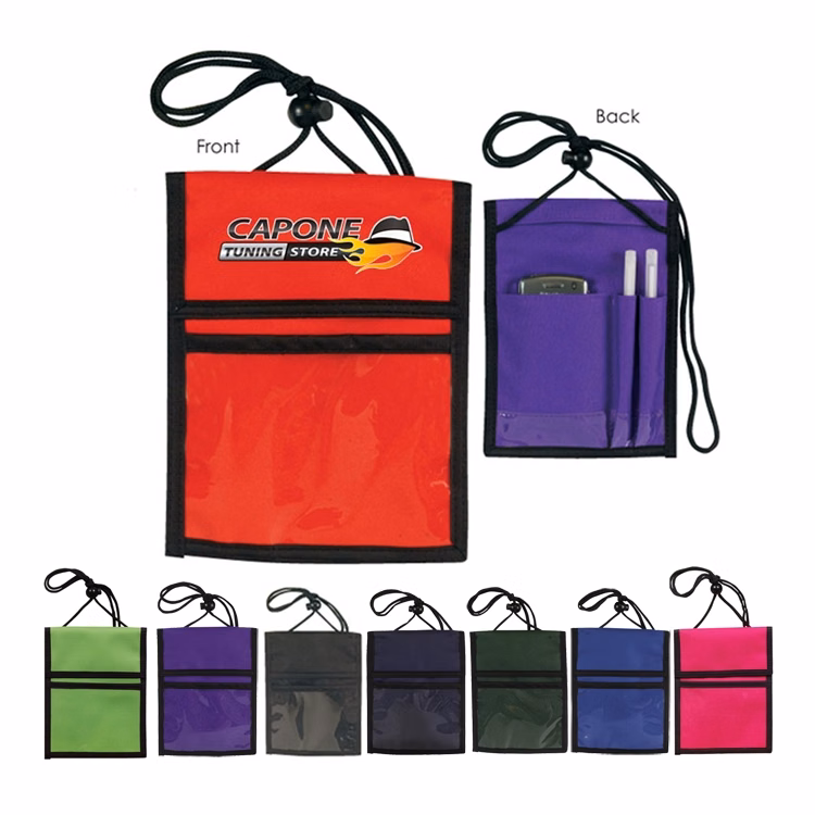 600 Denier Polyester Multi Pocket Neck Wallet Trade show Badge Holders