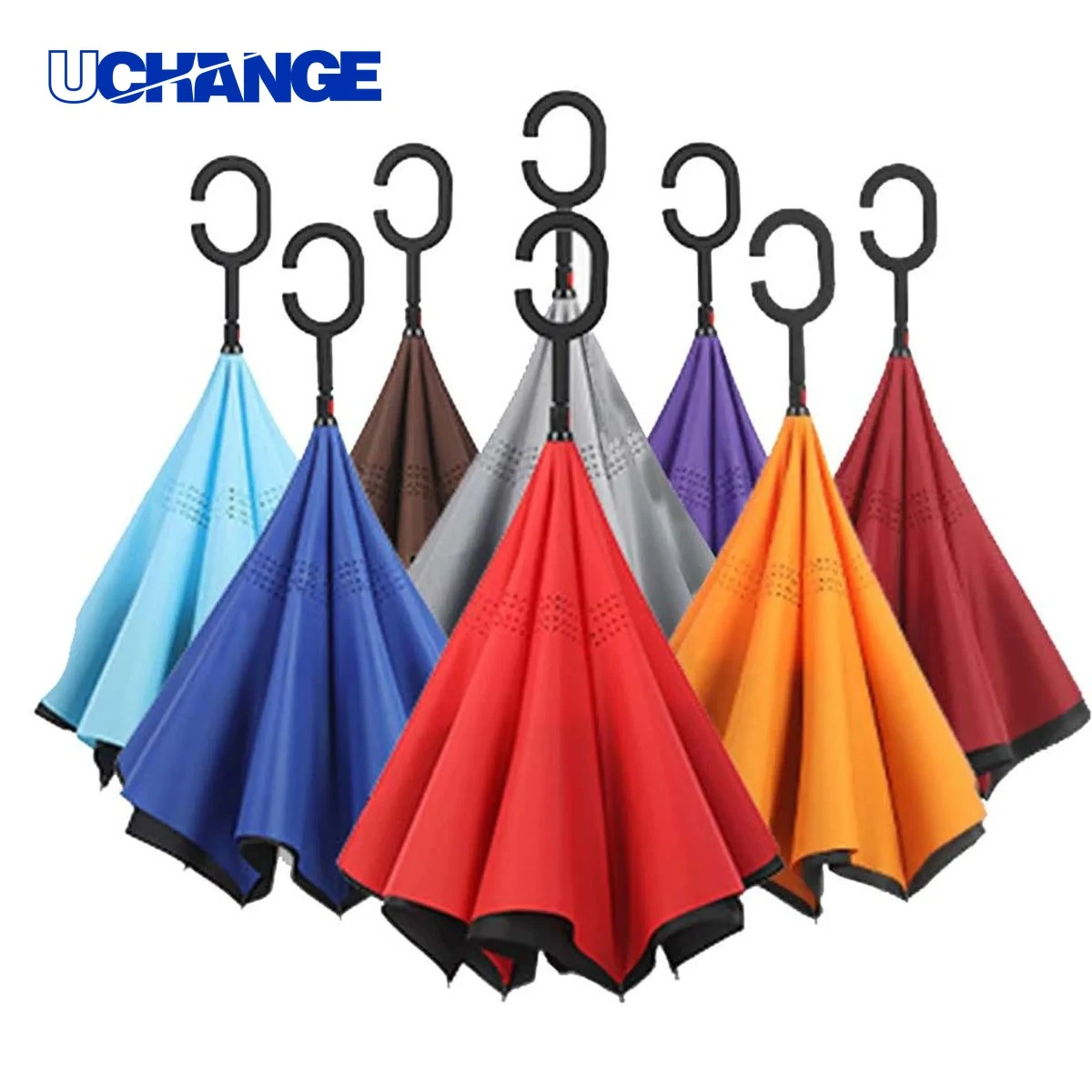 C Shape Handle Double Layer Inverted Umbrella for Weather 1