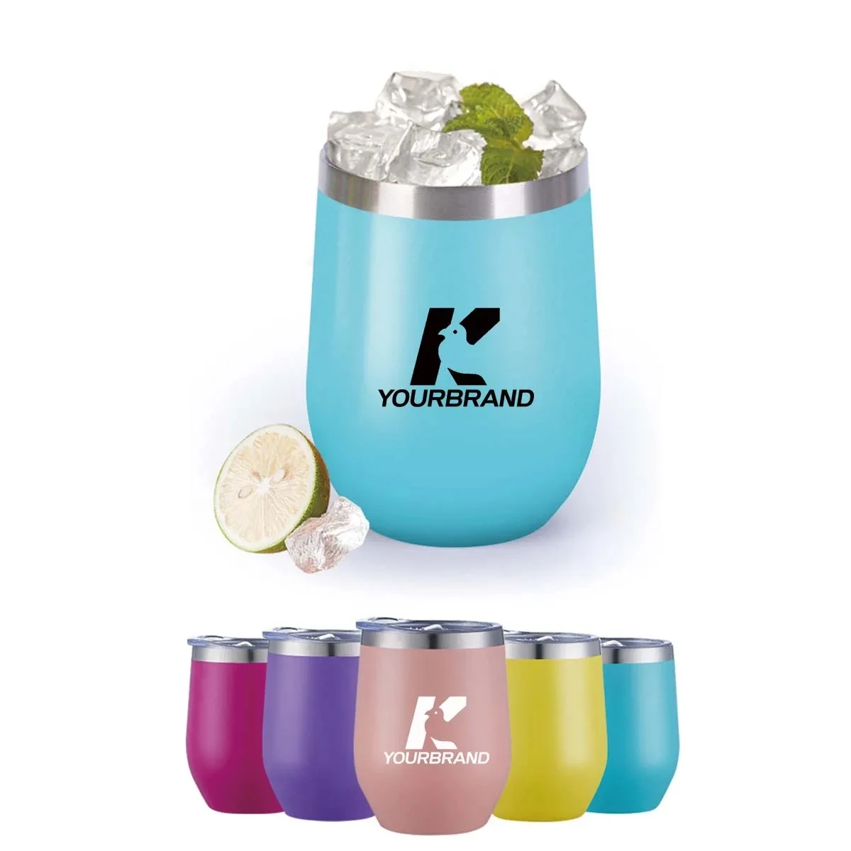 12 oz Stainless Steel Double Wall Wine Tumbler with Lid 1