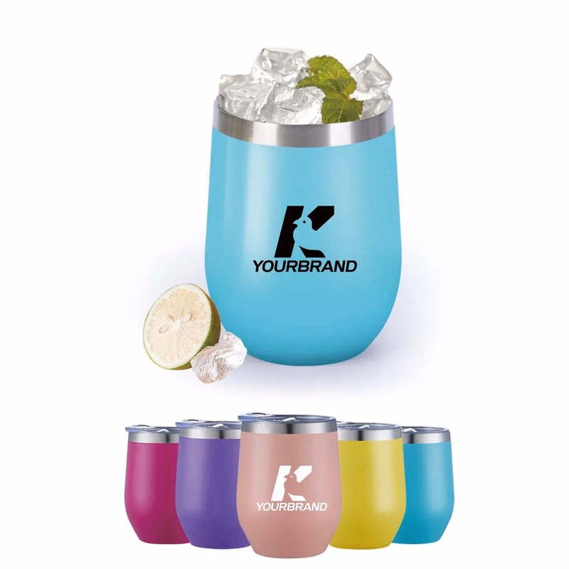 12 oz Stainless Steel Double Wall Wine Tumbler with Lid