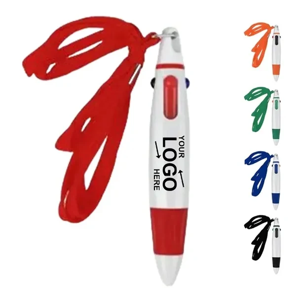 Custom Multicolor Retractable Pen With Lanyard — Desk Essential For Note Taking, custom pen with logo imprint 1