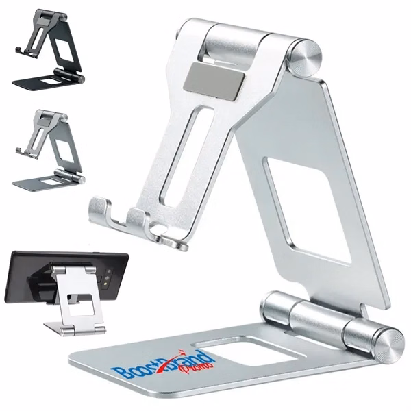 Custom Metal Adjustable Phone Stand with Foldable Design — Office Desk Essential