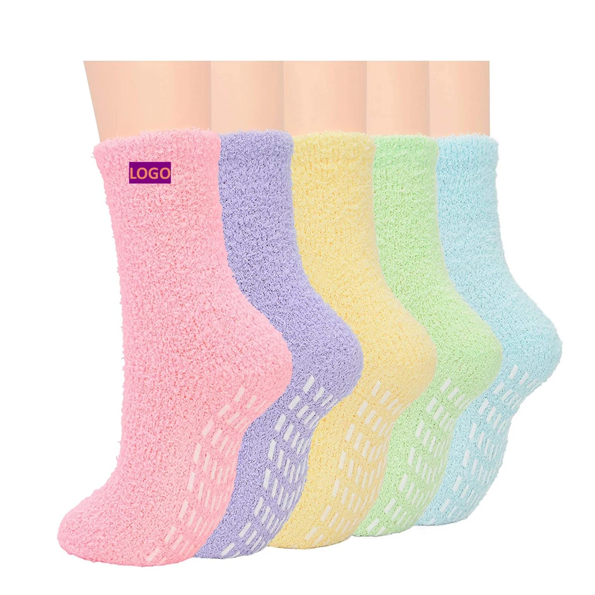 Non-Slip Fuzzy Socks 5 Colors One Packing 1