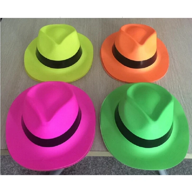 Neon Plastic Fedora Hat 1