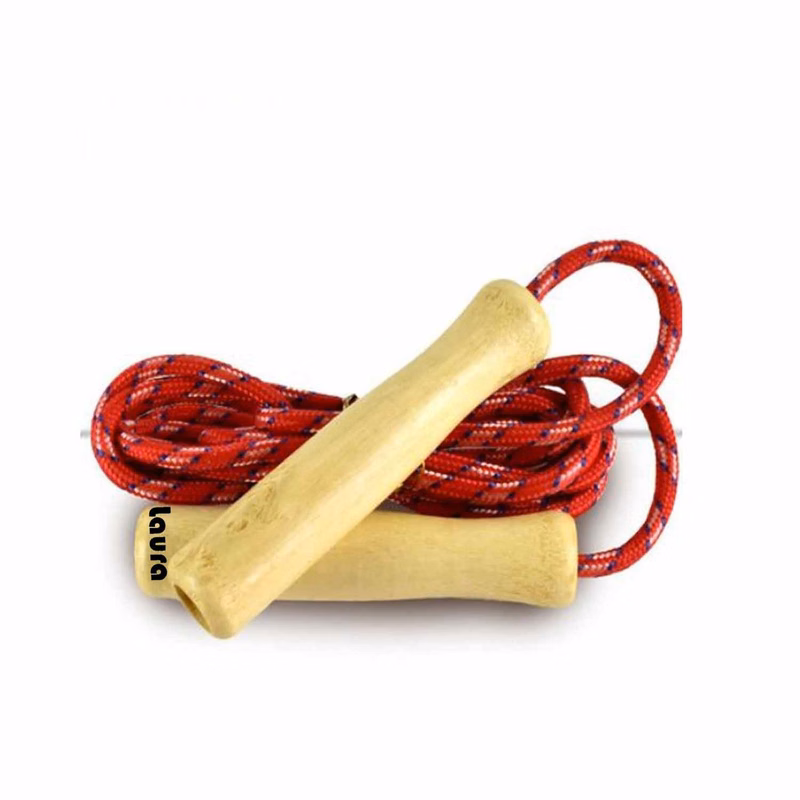 Skipping rope with wooden handle