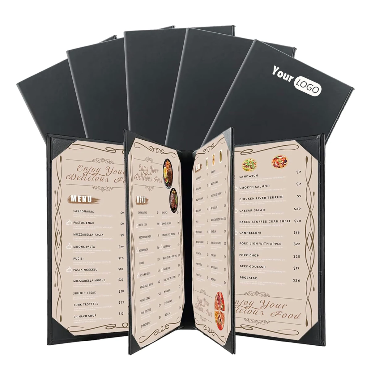 Menu Holder Covers Book Style with Angled Corners 1