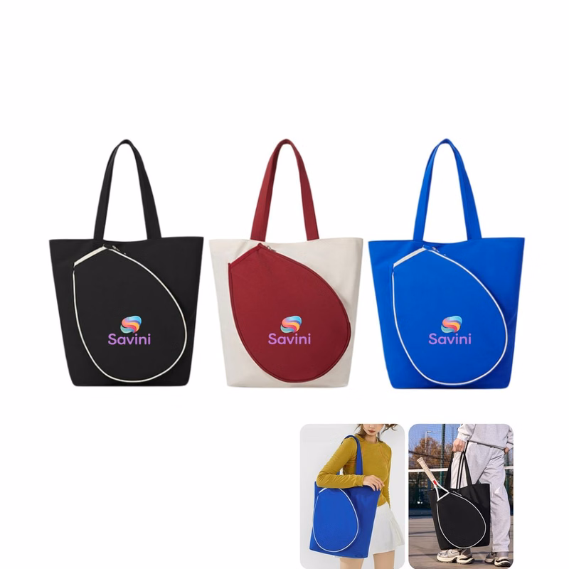 Large Capacity Sports Tote Bag with Racket Storage Pocket