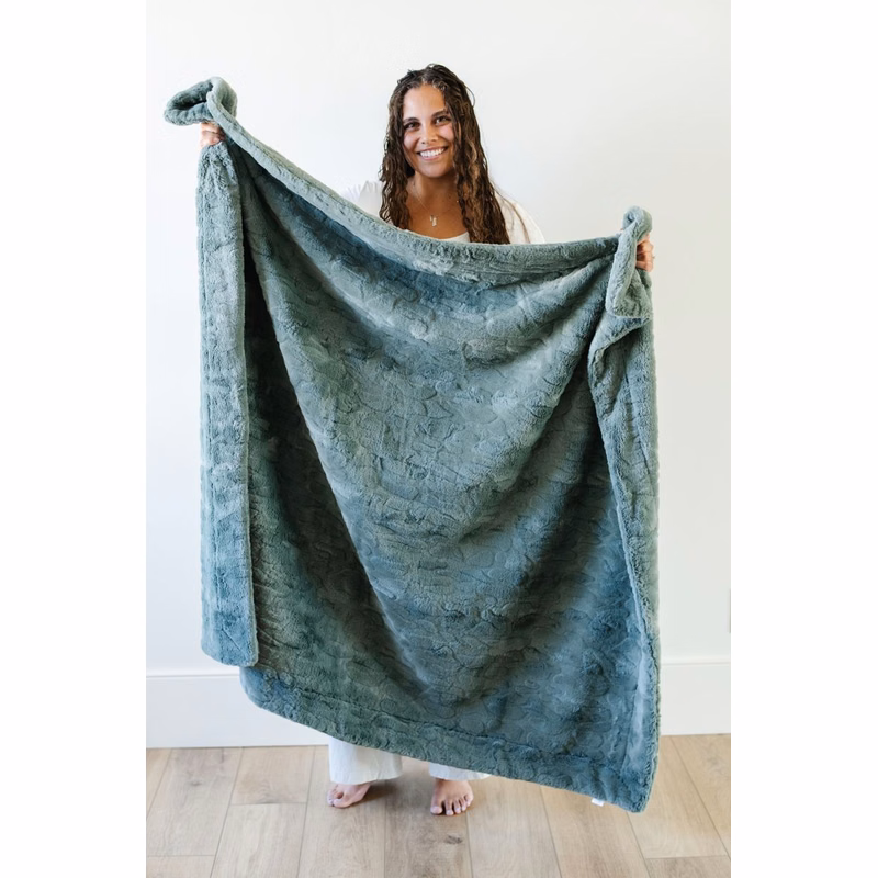 Patterned Faux Fur Zippered Fir-Throw Luxury Blanket (50x60)