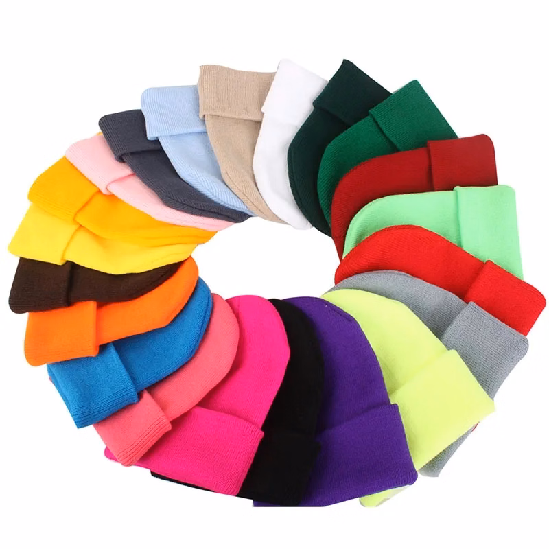 Winter knit pullover hat Candy colored
