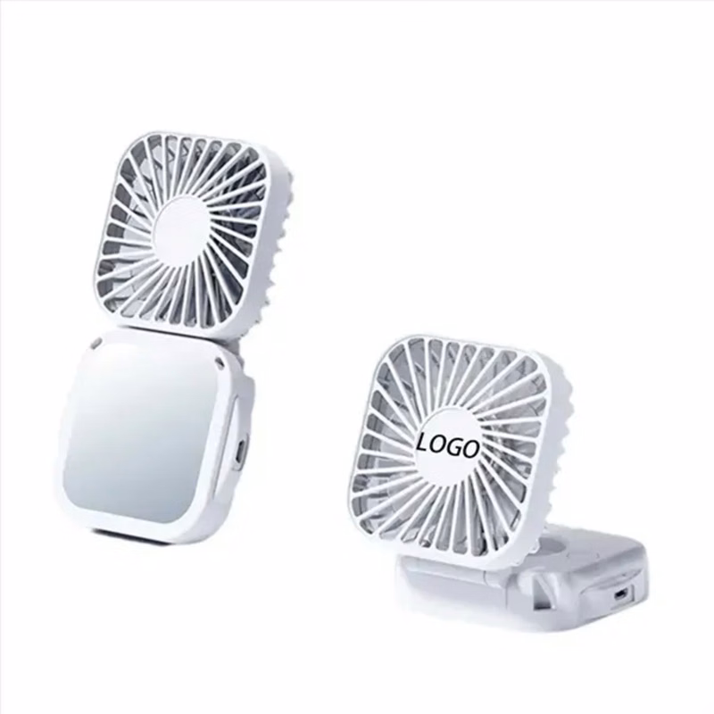 Rechargeable Foldable Fan with Mirror