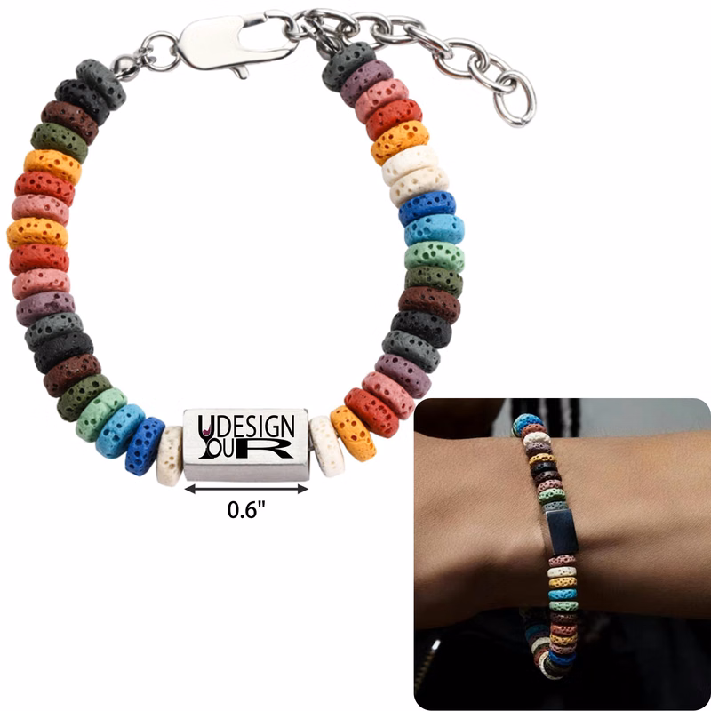 Unique Colorful Volcanic Stone Bracelet