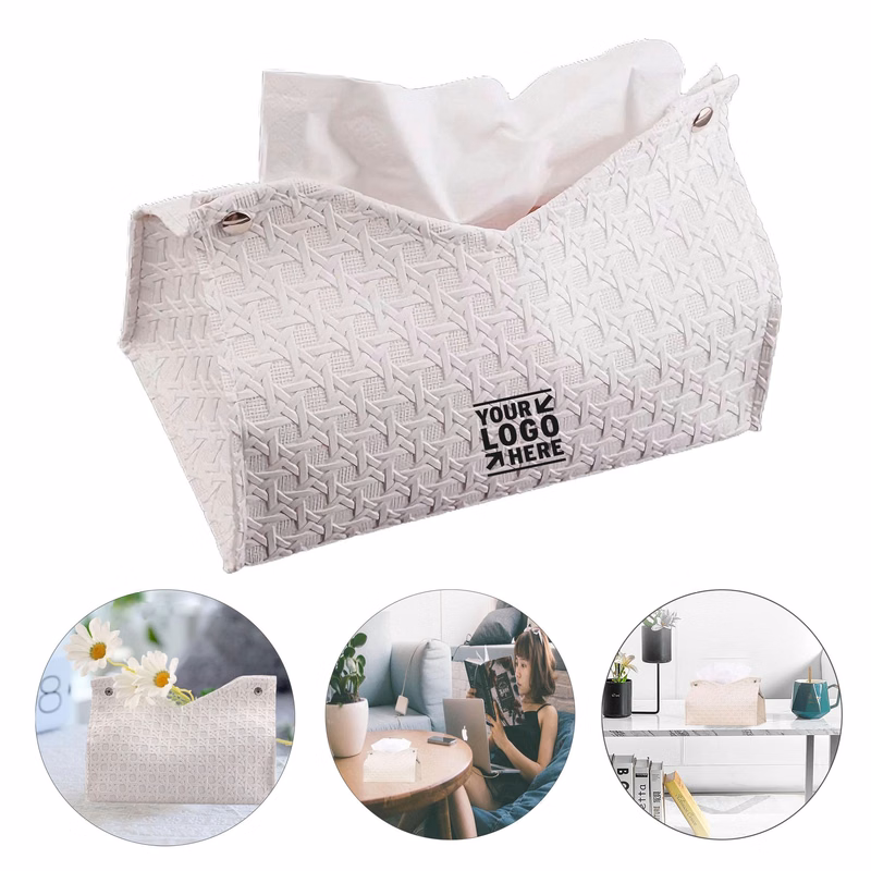 Bathroom Office Foldable Rectangle Cute PU Leather Tissue Box Cover Holder