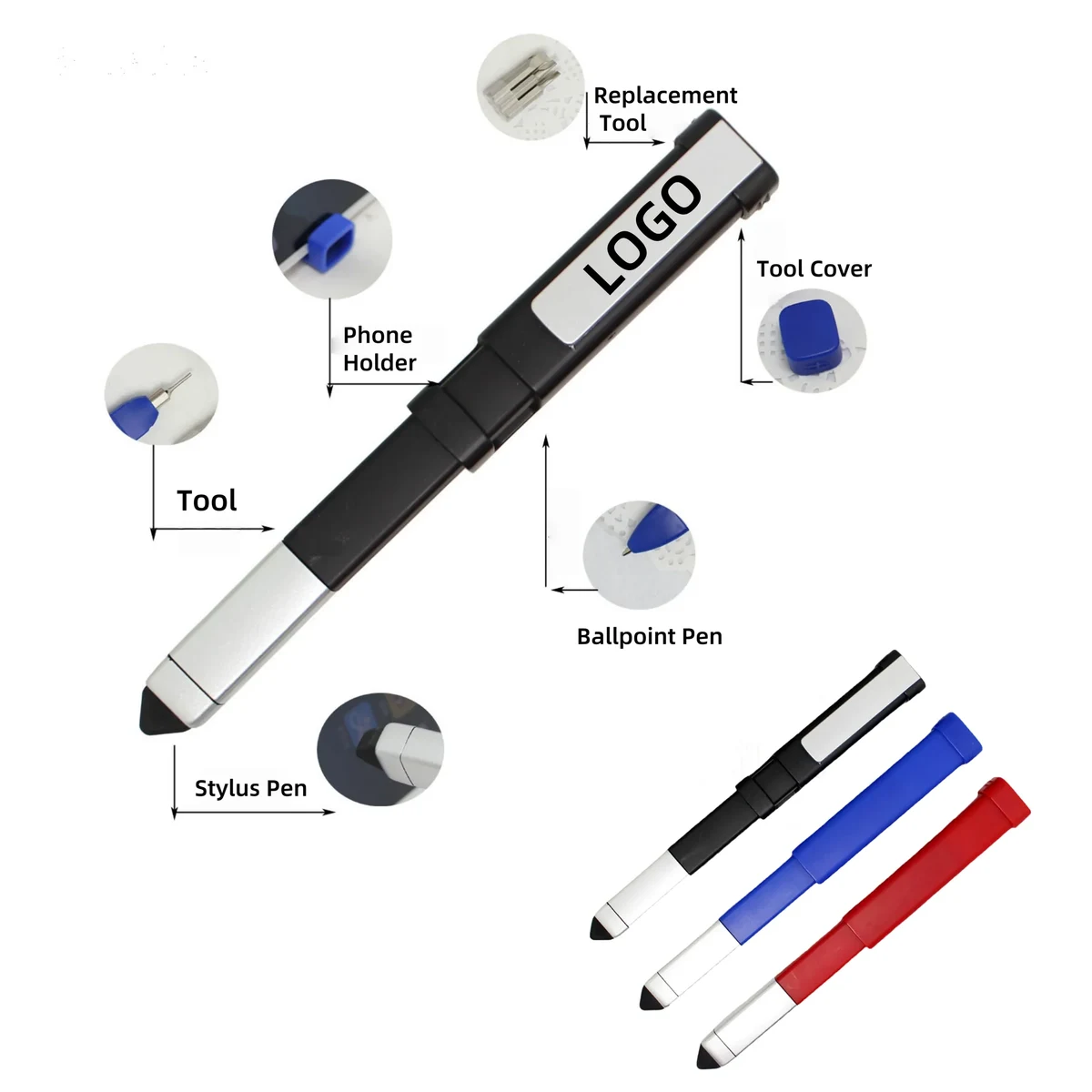 MOQ 3-in-1 Ballpoint Pen: Stylus, Screwdriver, Phone Holder 1