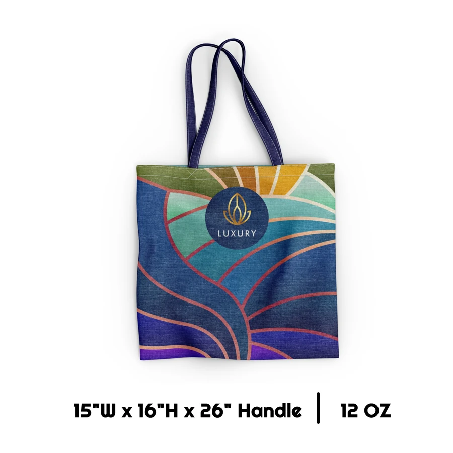 Sublimation 12 oz Poly Canvas Tote Bag - 15"W x 16"H x, custom tote bag with logo imprint 1