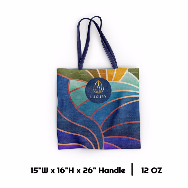 Sublimation 12 oz Poly Canvas Tote Bag - 15"W x 16"H x